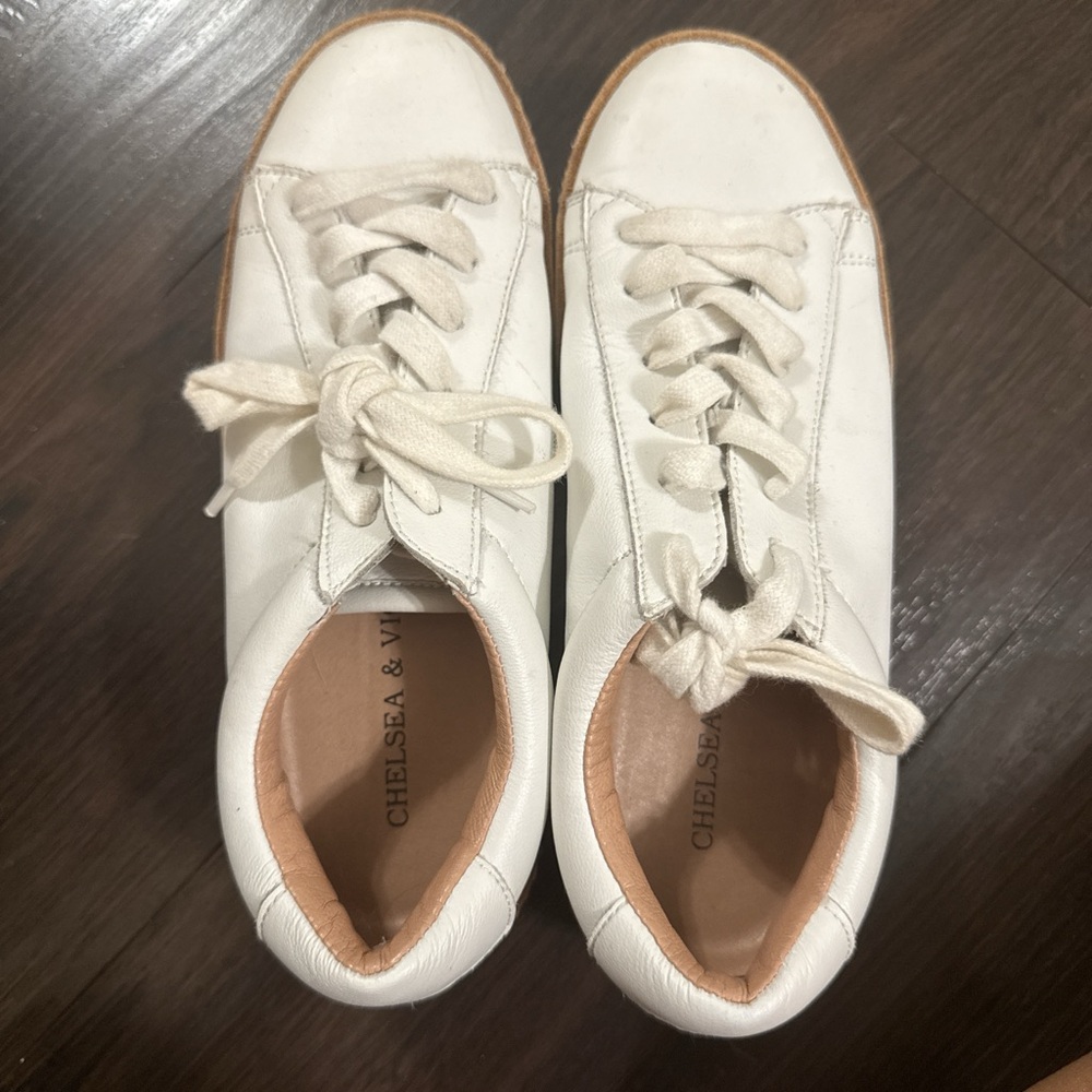 Chelsea & Violet Cream Lace-Up Sneakers